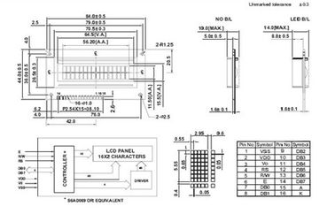 İletken Gri Mod STN LCD Ekran, 16/2 LCD Ekran Modülü, 1/16 Görev