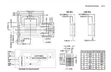 8 X 2 Gri Modu STN LCD Ekran 6&amp;#39;Clock Görüş Açısı S6A0069 Denetleyici ISO Standardı