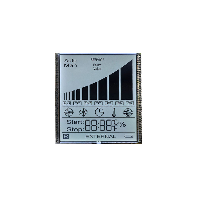Fabrika Özel Boyut TN 7 Segment LCD Ekran Monochrome Transmissive Module Termostat için Şeffaf Karakter