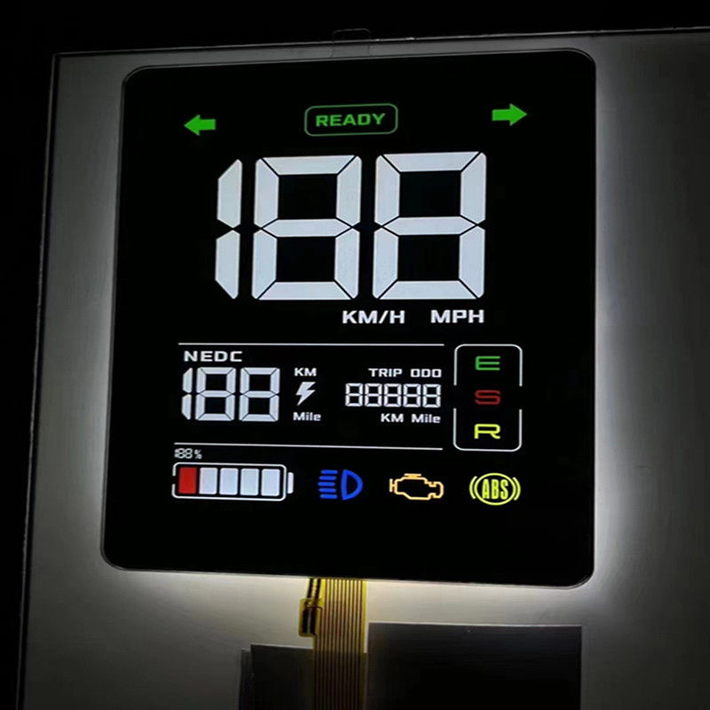 Özel VA Siyah Segment LCD Ekran Araba Panosu için Basılı Renk 7 Segment Ekran 4 Dijit LCD Ekran PIN Bağlantısı