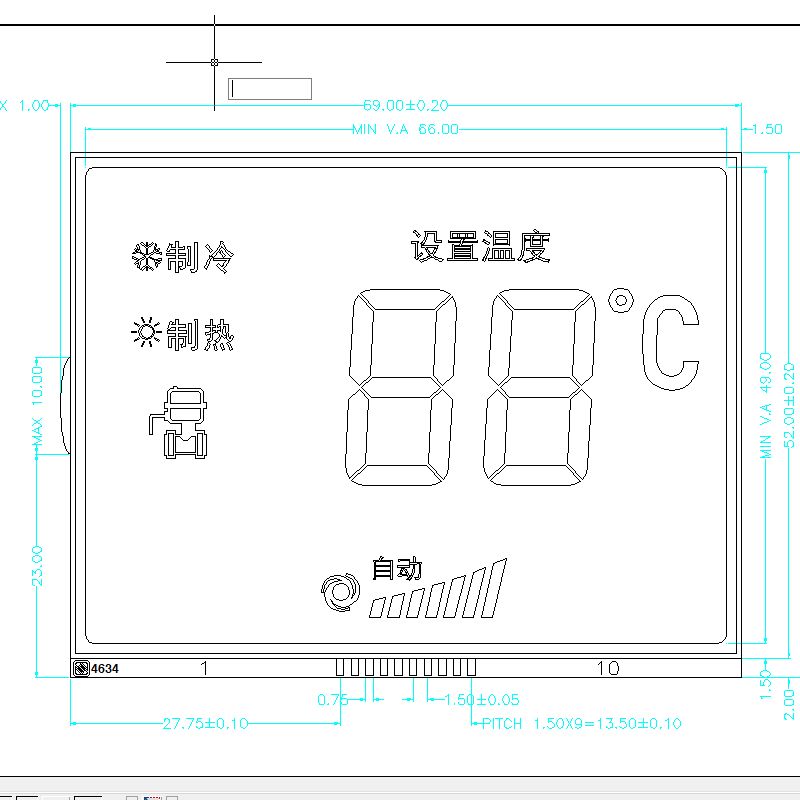 TN Monochrome LCD Display Solutions for Industrial Information Displays Thermostat Monochrome Segment LCD Display