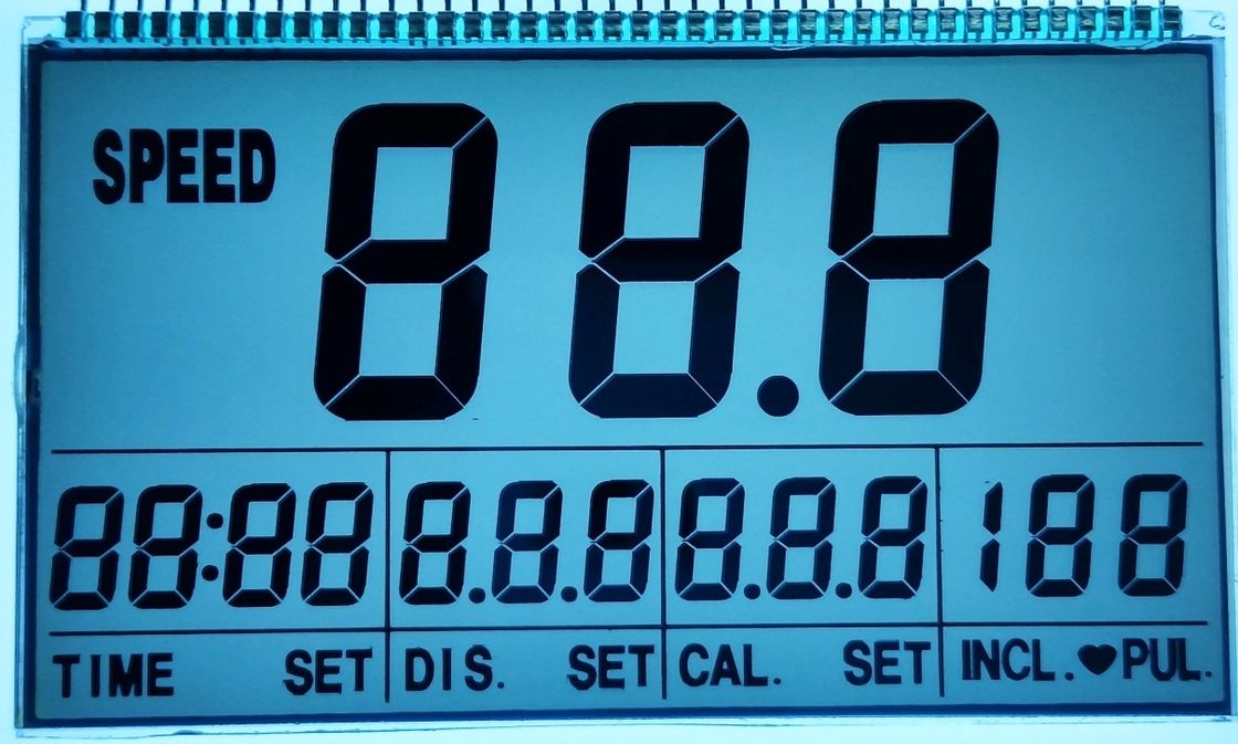6 O'Clock Şeffaf STN LCD Ekran Koşu Makinesi İçin Pozitif Rakamlı 7 Segment