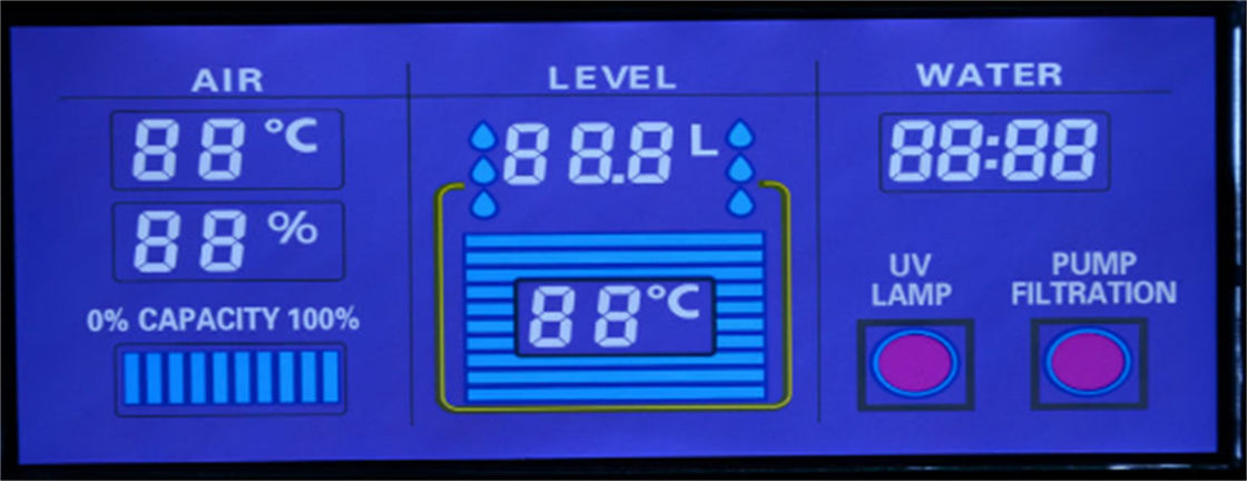 2.8 V HTN LCD Ekran Paneli Özel Yedi Segment Yüksek Kontrast Beyaz LED